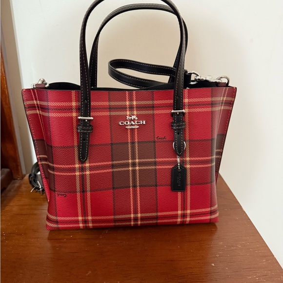 New Coach Mollie 25 Tote in Tartan Plaid Crossbody Purse - Picture 1 of 8